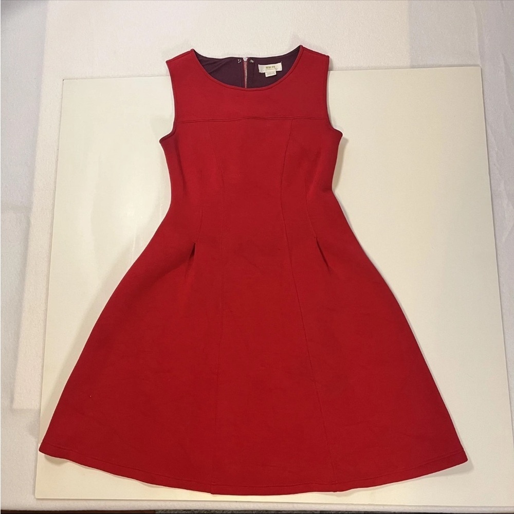 Anthropologie Maeve Dress Womens M Red Fit & Flare Sleeveless Zip Lined Party - Picture 2 of 16